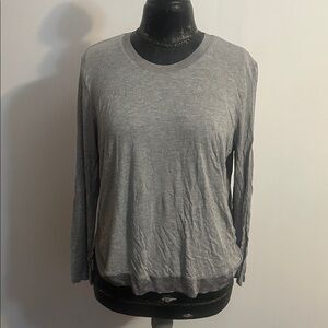Zara Gray Crew Neck hi/lo embellish neck/hem line top, size XLarge